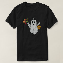 Cute Ghost Romantic Floral Pumpkin T-shirt