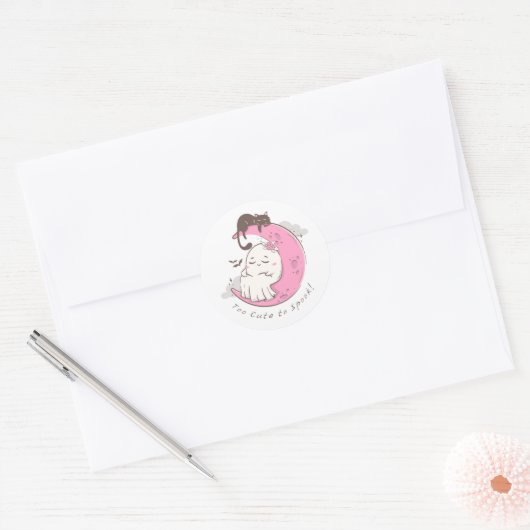 Cute Ghost Ronde Sticker (Envelop)