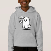 Cute Ghost Saying ‘Boo?’ – Kids Halloween Pullover (Voorkant)