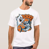 Cute Ghost Scaring Fish Funny Halloween T-shirt (Voorkant)