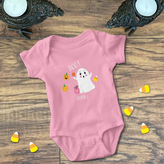Cute Ghost Sister 1 Roze Baby Body Romper