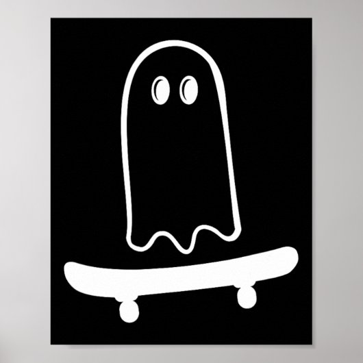 Cute Ghost Skateboard To Funny Skateboarder Hallow Poster (Voorkant)
