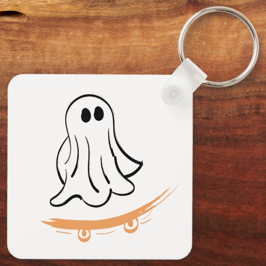Cute ghost skatetboard sleutelhanger (Achterkant)