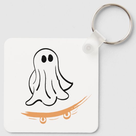 Cute ghost skatetboard sleutelhanger (Achterkant)