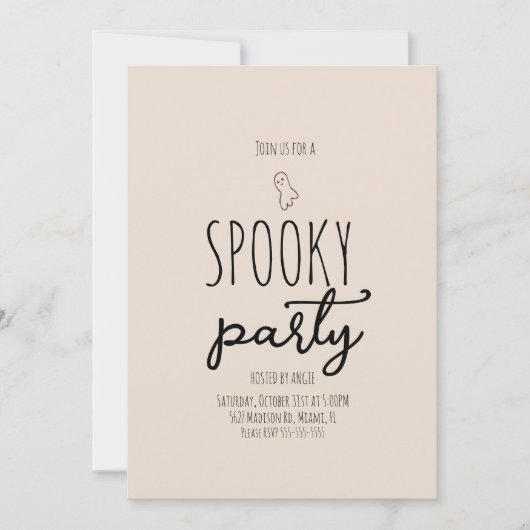 Cute Ghost Spooky Party Mini Doodle Kaart (Voorkant)