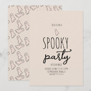 Cute Ghost Spooky Party Mini Doodle Kaart