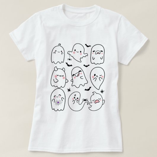Cute Ghost Squad Halloween, Friendly Ghosts T-shirt (Design voorkant)