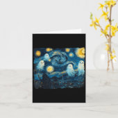 Cute Ghost Starry Night Halloween Soky Retro Van G Kaart (Gele Bloem)