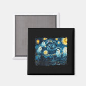 Cute Ghost Starry Night Halloween Soky Retro Van G Magneet (Voorkant / Achterkant)