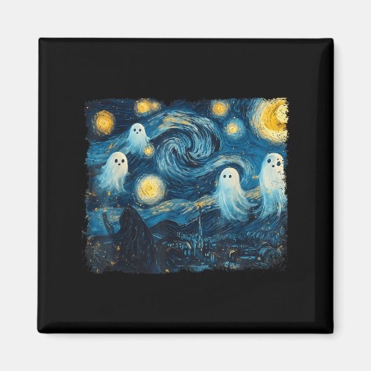 Cute Ghost Starry Night Halloween Soky Retro Van G Magneet (Voorkant)