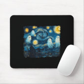 Cute Ghost Starry Night Halloween Soky Retro Van G Muismat (Met muis)