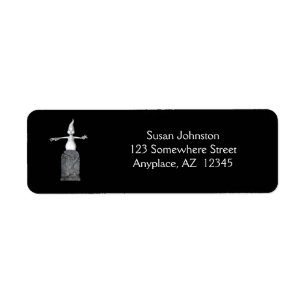 Cute Ghost Tombstone Halloween Adres Etiket