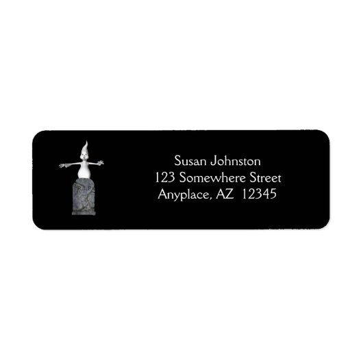 Cute Ghost Tombstone Halloween Adres Etiket (Voorkant)