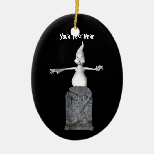 Cute Ghost Tombstone Halloween Ornament (Voorkant)