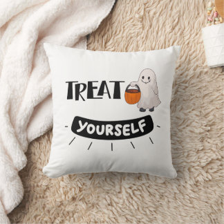 Cute Ghost “Treat Yourself” Pillow Halloween Theme Kussen