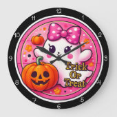 Cute Ghost Trick Or Treat Fun Grote Klok (Voorkant)