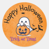 Cute Ghost Trick or Treat Happy Halloween Sticker (Voorkant)