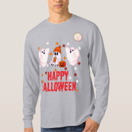Cute Ghost Trio Happy Halloween Long Sleeve T-shirt