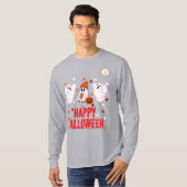 Cute Ghost Trio Happy Halloween Long Sleeve T-shirt (Voorkant volledig)