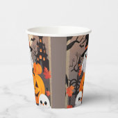 Cute Ghost Uilen & Pompoenen Griezige Halloween Fe Papieren Bekers (Links)