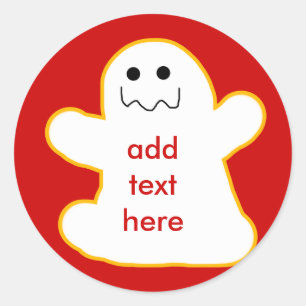 Cute Ghost voegt uw eigen onderschrift of tekst to Ronde Sticker