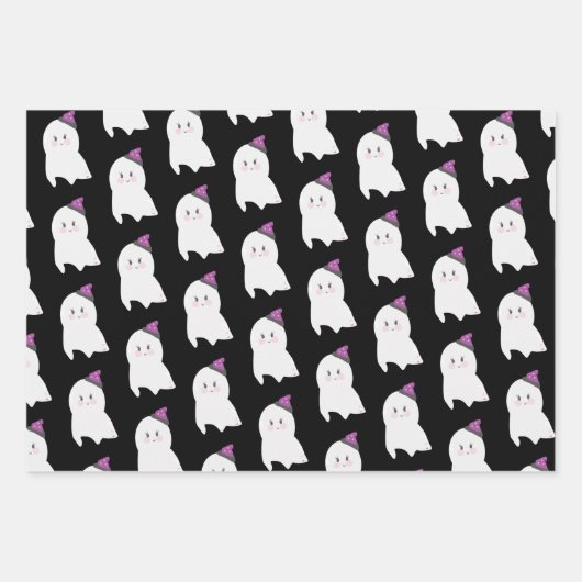 Cute Ghost Witch Pet Halloween Theme Inpakpapier Vel (Voorkant 3)