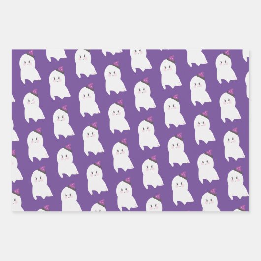 Cute Ghost Witch Pet Halloween Theme Inpakpapier Vel (Voorkant 2)