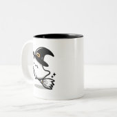 Cute Ghost Witch with Pumpkin & Broom | Two-Sided  Tweekleurige Koffiemok (Voorkant links)