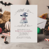 Cute Ghost with Pink Bow & Witch Hat Baby Shower Kaart