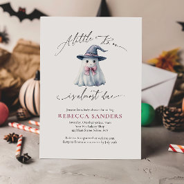 Cute Ghost with Pink Bow & Witch Hat Baby Shower Kaart