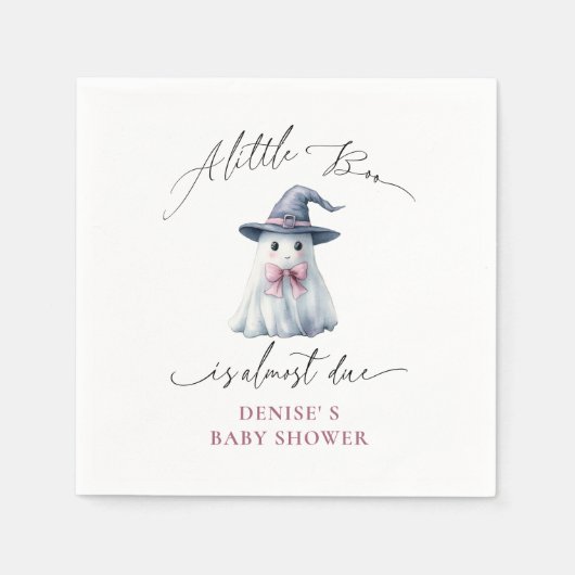 Cute Ghost with Pink Bow & Witch Hat  Baby Shower  Servet (Voorkant)