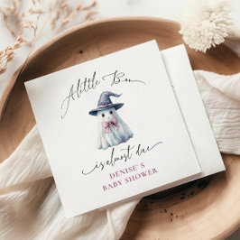 Cute Ghost with Pink Bow & Witch Hat Baby Shower Servet