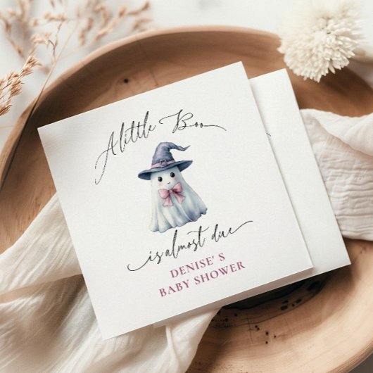 Cute Ghost with Pink Bow & Witch Hat Baby Shower Servet