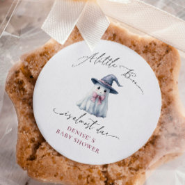 Cute Ghost with Pink Bow & Witch Hat Baby Shower Vierkante Sticker