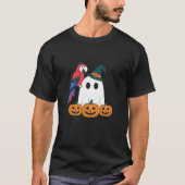 Cute Ghost with Pirate Parrot Halloween T-shirt (Voorkant)