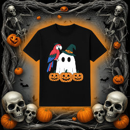 Cute Ghost with Pirate Parrot Halloween T-shirt