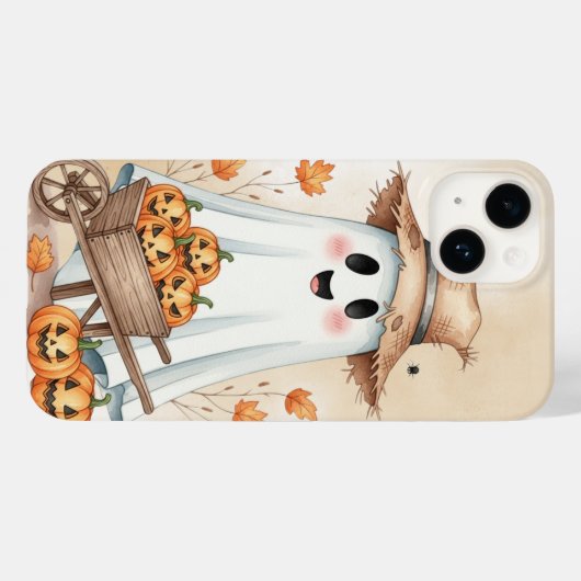 Cute Ghost with Pumpkins Phone Case - Adorable Hal (Achterkant (horizontaal))