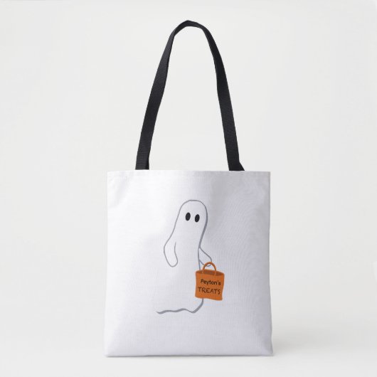 Cute Ghost with Treat Bag Personalized Bag Tote Bag (Voorkant)