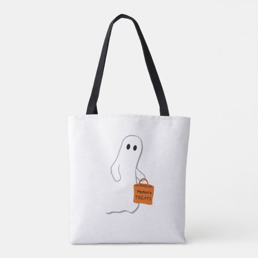 Cute Ghost with Treat Bag Personalized Bag Tote Bag (Achterkant)