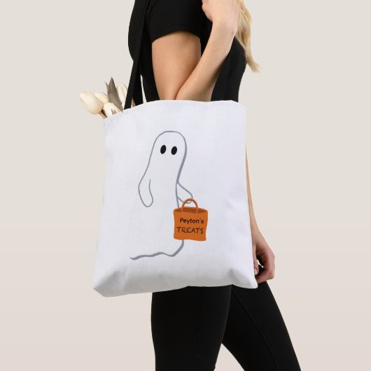 Cute Ghost with Treat Bag Personalized Bag Tote Bag (Dichtbij)