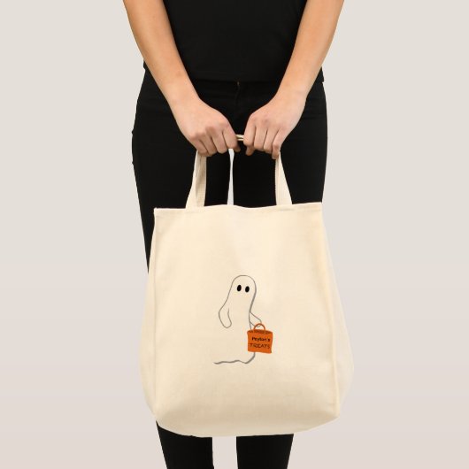 Cute Ghost with Treat Bag Personalized Bag Tote Bag (Voorkant (product))