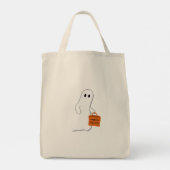 Cute Ghost with Treat Bag Personalized Bag Tote Bag (Achterkant)