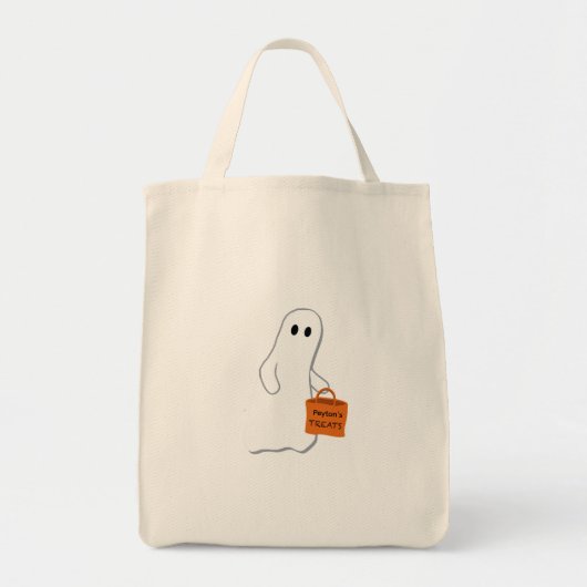 Cute Ghost with Treat Bag Personalized Bag Tote Bag (Voorkant)