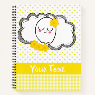 Cute Ghost Yellow Hearts Name Notitieboek