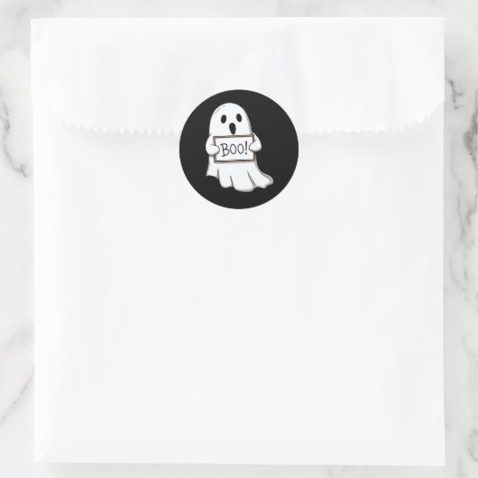 Cute Ghostly BOO Fun Ronde Sticker (Tas)