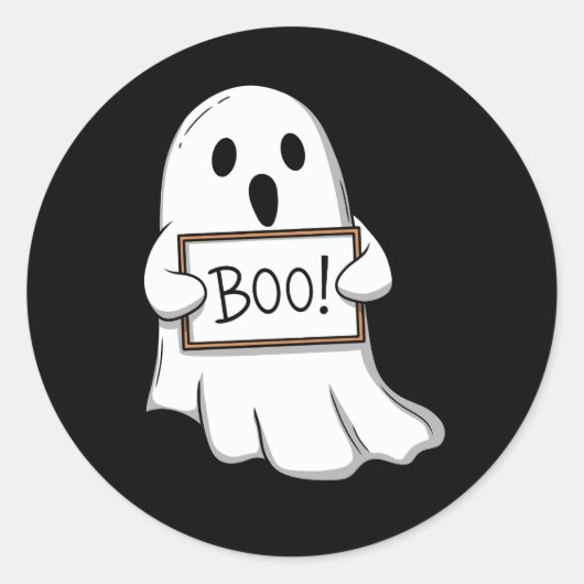 Cute Ghostly BOO Fun Ronde Sticker (Voorkant)