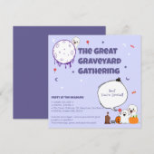 Cute Ghosts Begraafplaats – Uitnodiging voor Kinde (Voorkant / Achterkant)