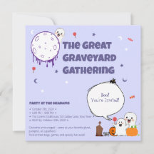 Cute Ghosts Begraafplaats – Uitnodiging voor Kinde