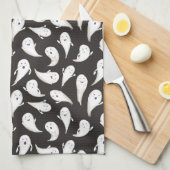 Cute Ghosts Black Halloween Kitchen Towel Theedoek (Quarter Fold)