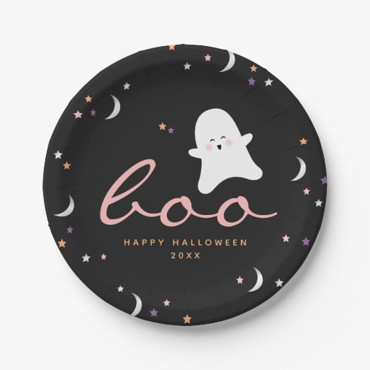 Cute Ghosts Boo Halloween Papieren Bordje (Voorkant)